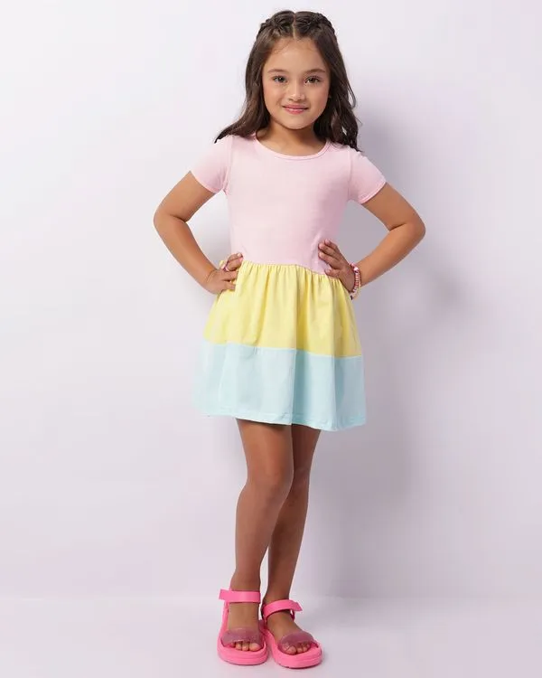 Vestido Infantil Manga Curta Três Marias Rosa 4