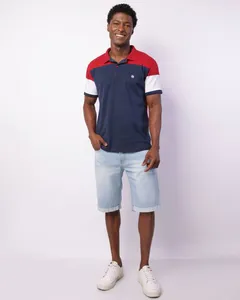 Bermuda Jeans Masculina Estonada com Bolsos Azul 38