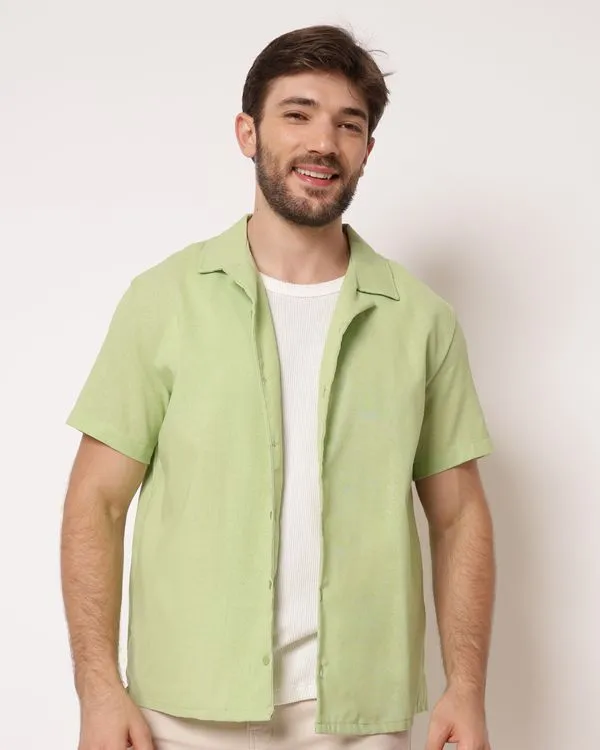 Camisa Masculina Viscolinho Manga Curta Verde G