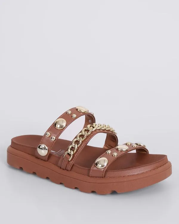 Sandália Feminina Flatform Vizzano com Aviamento Marrom 38
