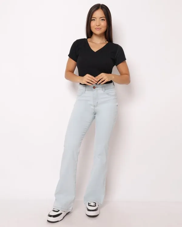 Calça Jeans Feminina Flare Azul Claro 48