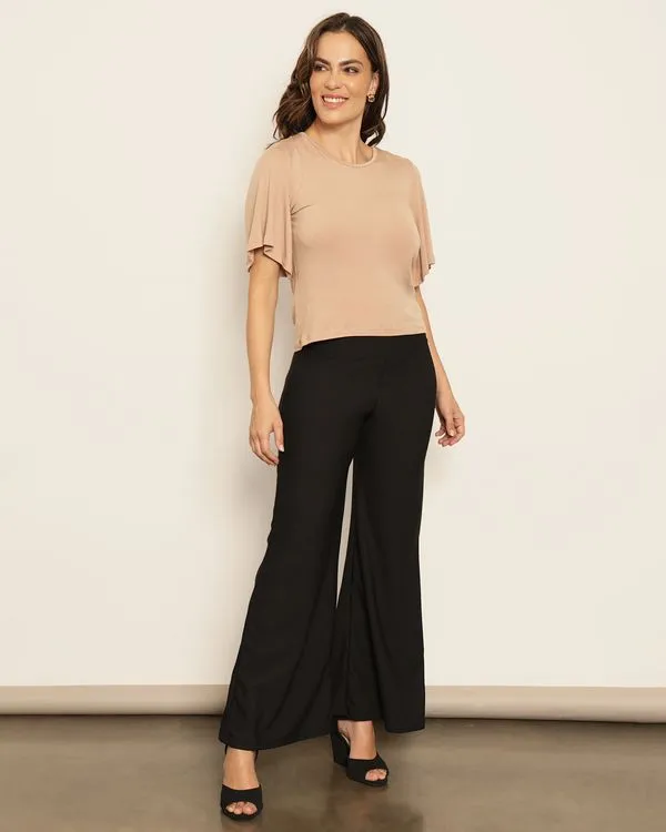 Calça Feminina Pantalona Texturizada Preta M