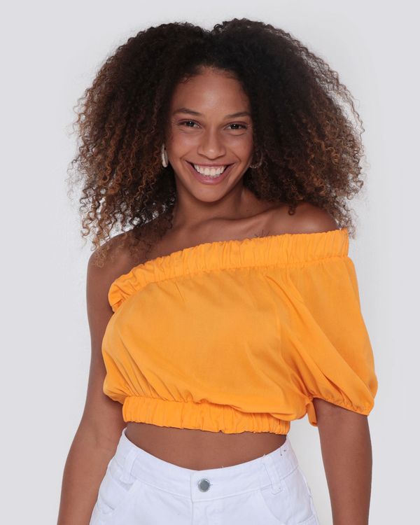 Blusa Feminina Viscose Cropped Um Ombro Só Amarelo G