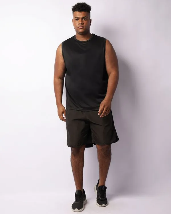 Bermuda Esportiva Plus Size Masculina Com Recortes Preta G3