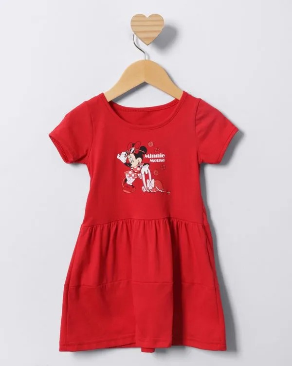 Vestido Bebê Curto Disney Minnie Três Marias Manga Curta Vermelho 3
