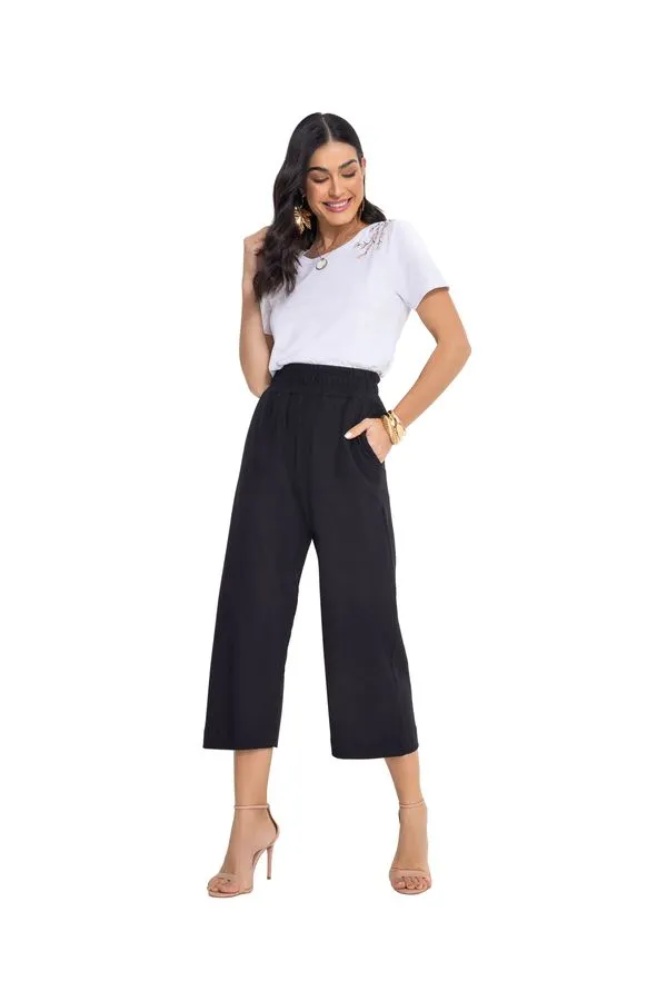Calça Ameli Pantacourt Preta XXG