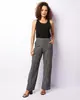 Calça Feminina Pantalona Listrada Com Bolsos Preta G