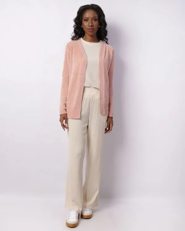 Calça Feminina Reta Texturizada Com Bolsos Bege M