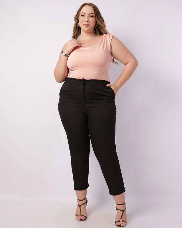 Body Plus Size Feminino Regata com Decote Canoa Rosa G3