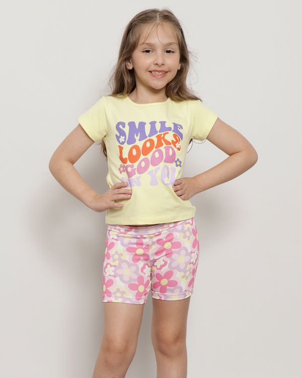 Conjunto Infantil Curto Estampado Amarelo 4