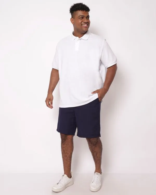 Bermuda Plus Size Masculina Reta Linho Marinho G2