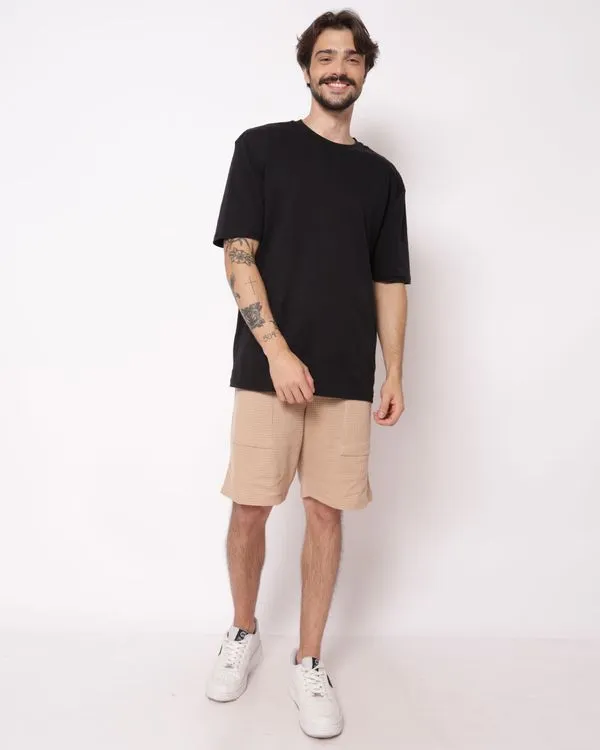 Bermuda Masculina Reta Texturizada Bege G