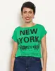 Blusa Feminina Manga Curta Estampa Com Aplique Metalizado Verde GG