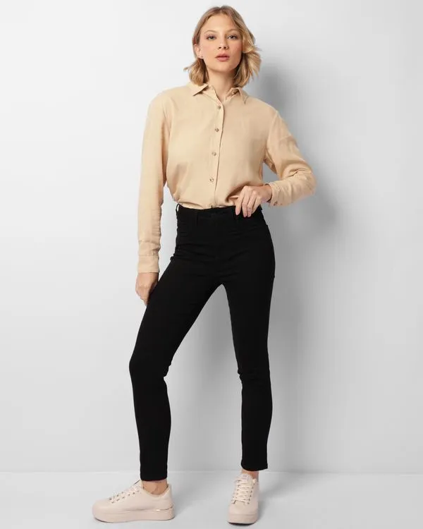 Calça Feminina Sarja Sawary Skinny Levanta Bumbum Preta 36