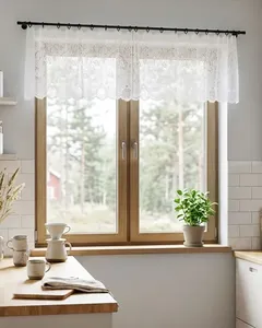 Cortina Bandô de Renda Para Cozinha 300cm x 60cm Branca UN