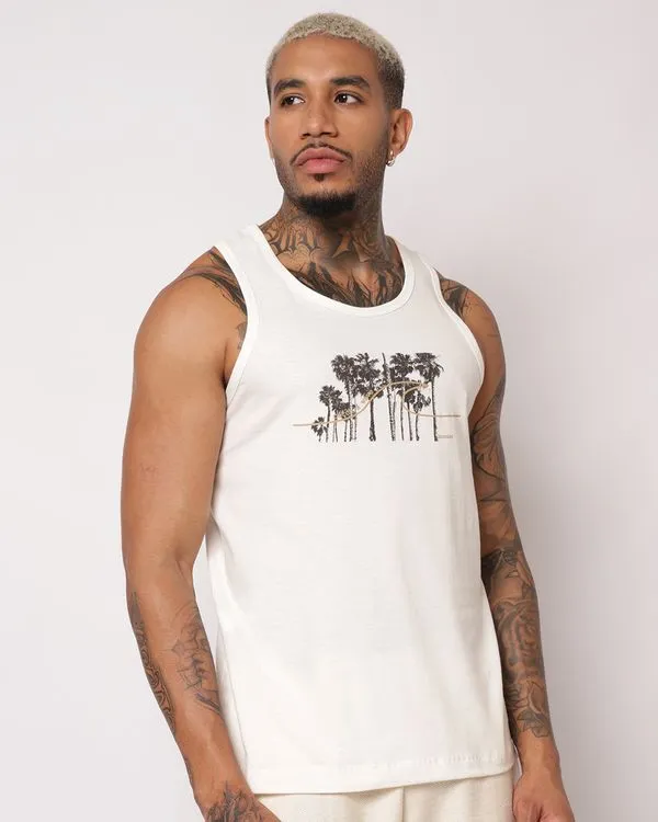 Regata Surf Masculina com Estampa Coqueiros Off White GG
