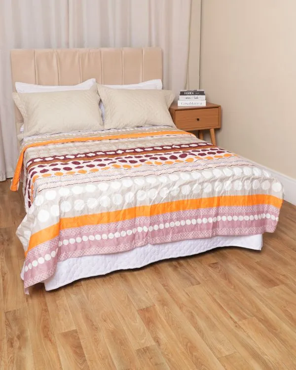 Colcha Casal Com Viés 180cmx215cm Arte & Cazza Estampada Rosa UN