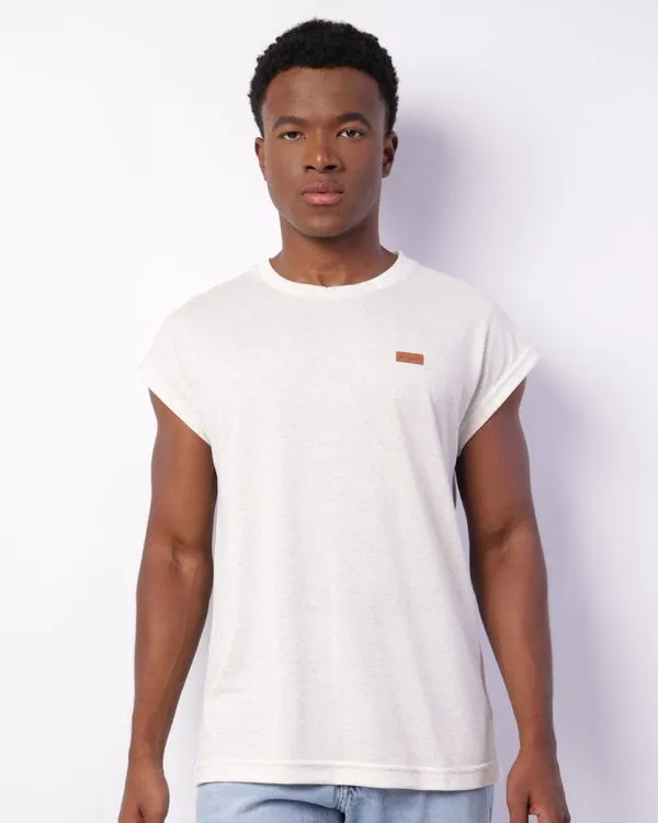 Regata Masculina com Linho Oversized Piquet Mesclada Off White P
