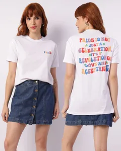 Camiseta Feminina Manga Curta Estampa Pride Branca M