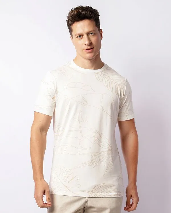 Camiseta Masculina Estampa Floral Branca P