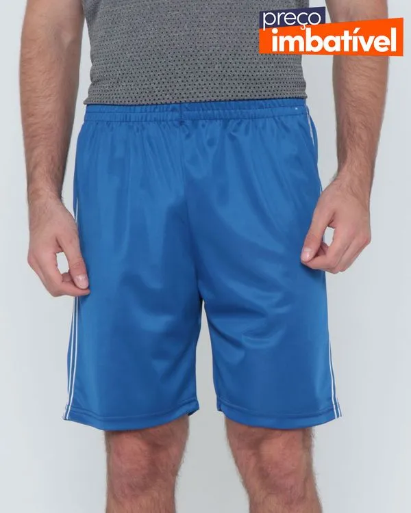 Bermuda Esportiva Com Faixa Lateral Azul G