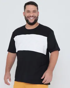 Camiseta Plus Size Recortes Preta G3