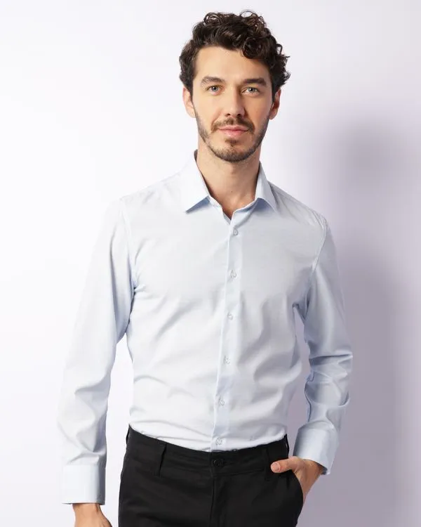 Camisa Masculina Social Manga Longa Azul 4