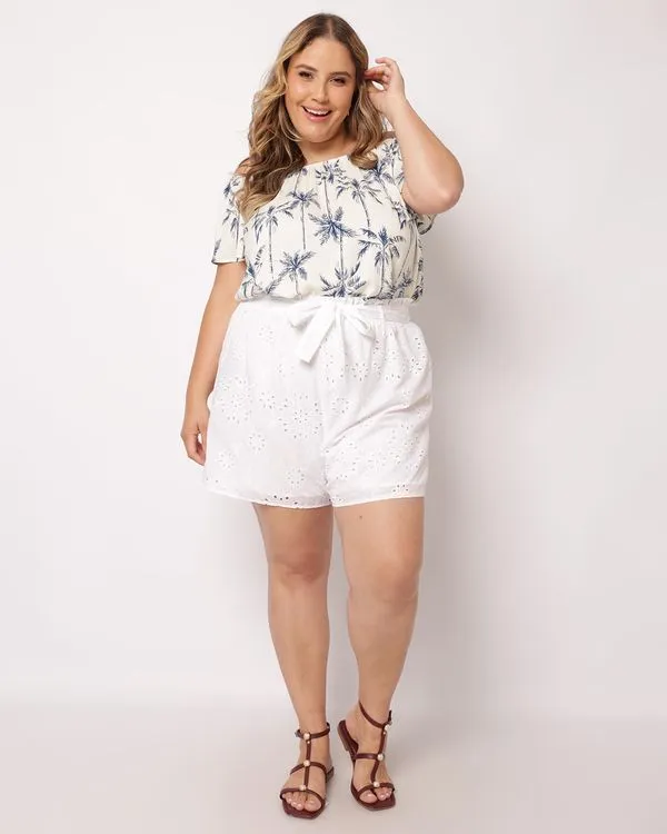 Short Plus Size Feminino Curto Berry & Co. Laise Branco G3