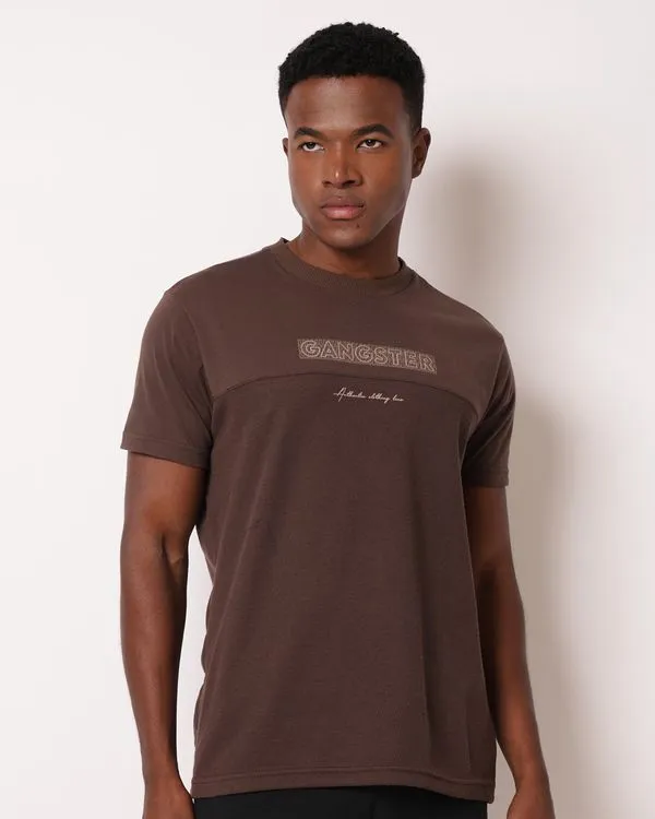Camiseta Masculina Gangster Texturizada Marrom GG