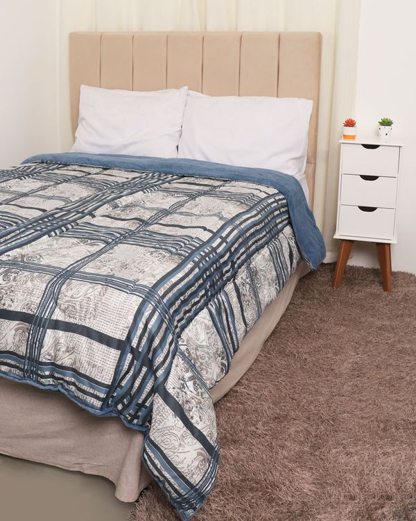 Coberdrom Queen Slim Hedrons Flannel Estampado Azul UN