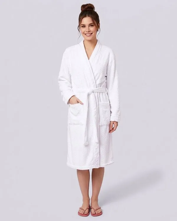 Roupão Unissex Atlântica Plush Kimono Branco GG