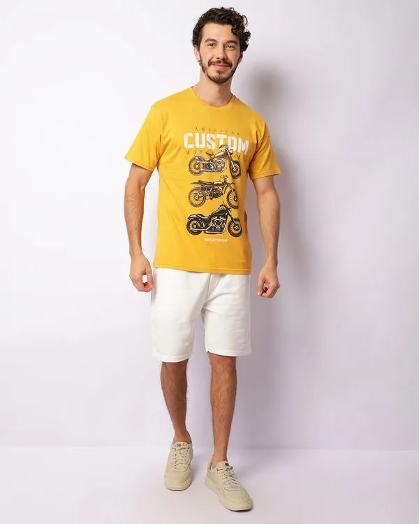 Bermuda Masculina Moletinho Reta Texturizada Off White P