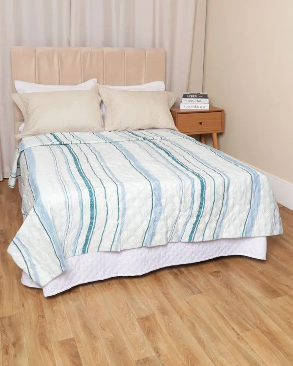 Colcha Casal Com Viés 180cmx215cm Arte & Cazza Estampada Verde UN