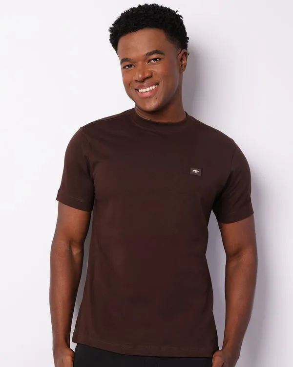 Camiseta Masculina Básica Manga Curta Marrom GG