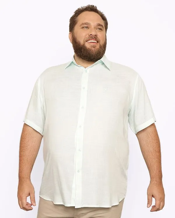 Camisa Plus Size Masculina Manga Curta Lisa Verde G1