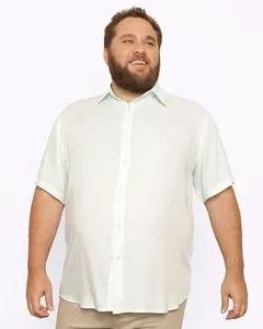 Camisa Plus Size Masculina Manga Curta Lisa Verde G1