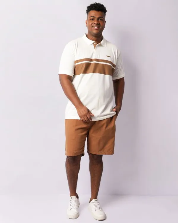 Bermuda Plus Size Masculina Sarja Reta Com Cordão Marrom G2