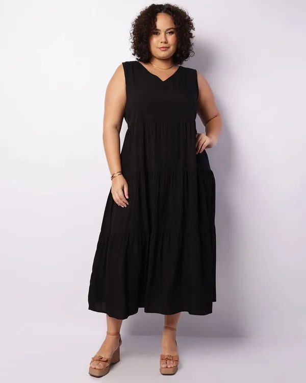 Vestido Plus Size Feminino Longo Berry & Co. Preto G1