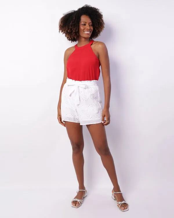 Short Feminino Curto Berry & Co. Laise Amarração Branco M