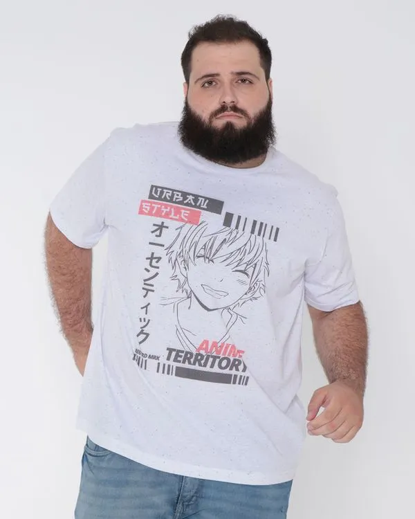 Camiseta Masculina Plus Size Anime Botonê Branca G2