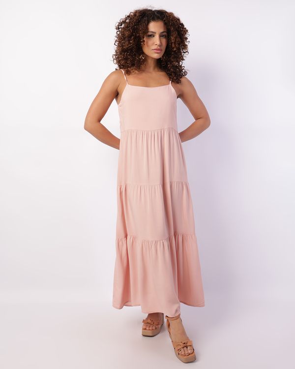 Vestido Feminino Longo Viscose Alcinha Rosa G