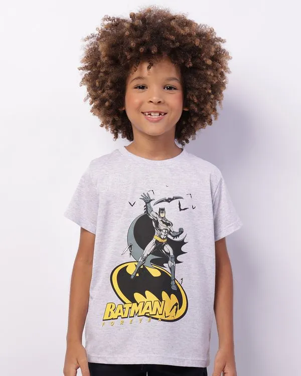 Camiseta Infantil Dc Comics Batman Manga Curta Cinza 6