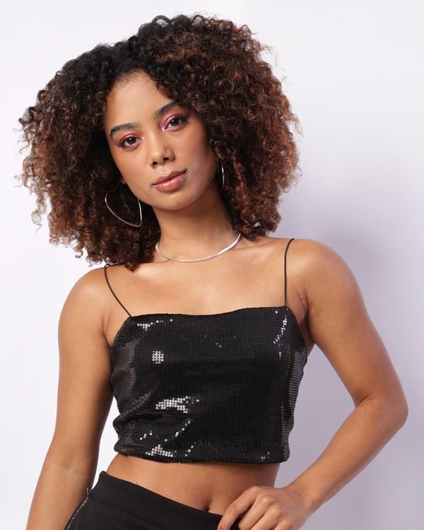 Regata Feminina Cropped Berry & Co. com Paetê Preta P