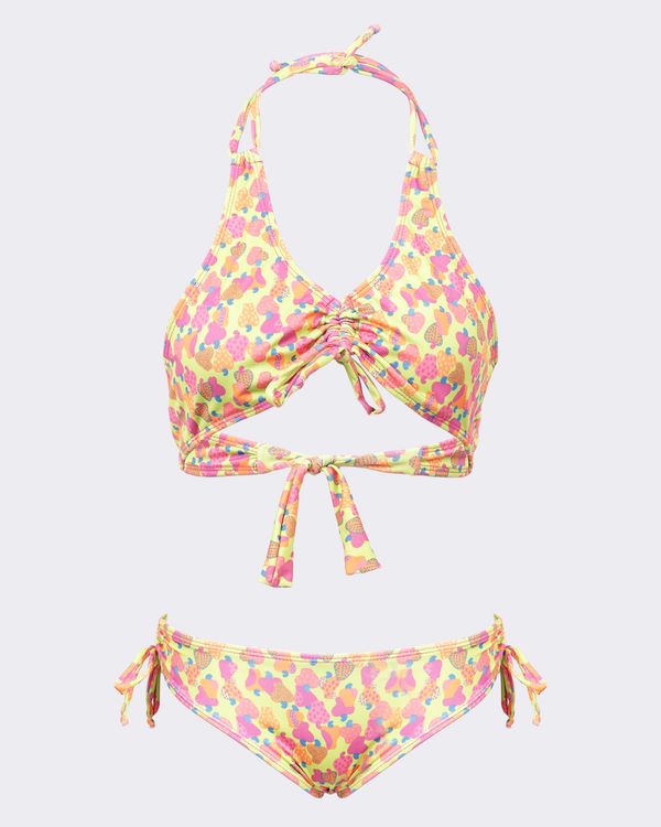 Conjunto Biquíni Juvenil Frente Única Estampado Caju + Proteção UV50+ Verde 14