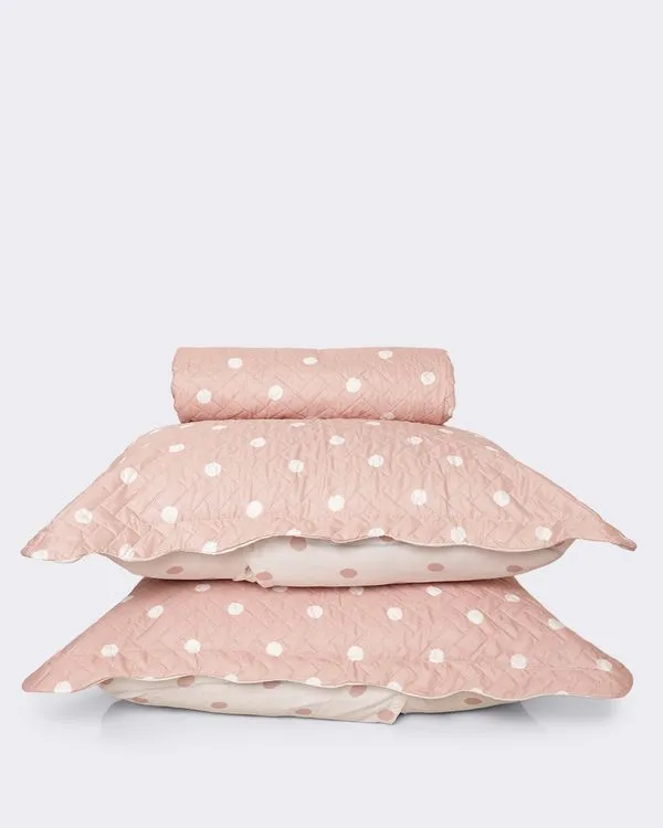 Kit Colcha Casal 3 Peças Plumagem Estampada Rosa UN