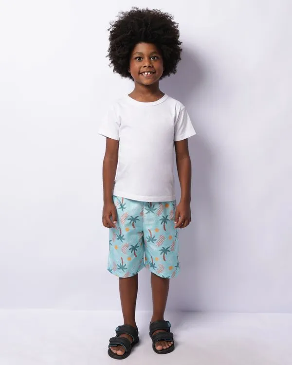 Bermuda Infantil Reta Estampada Tropical Verde 8