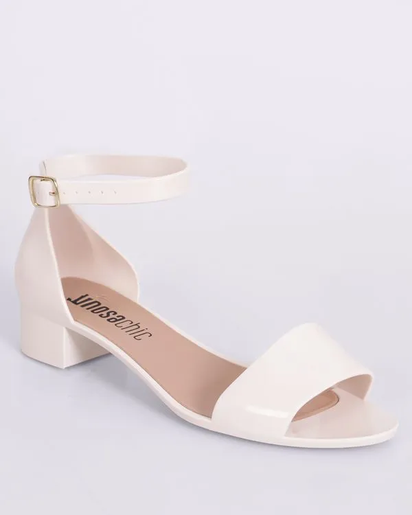 Sandália Feminina Salto Grosso Baixo Off White 37