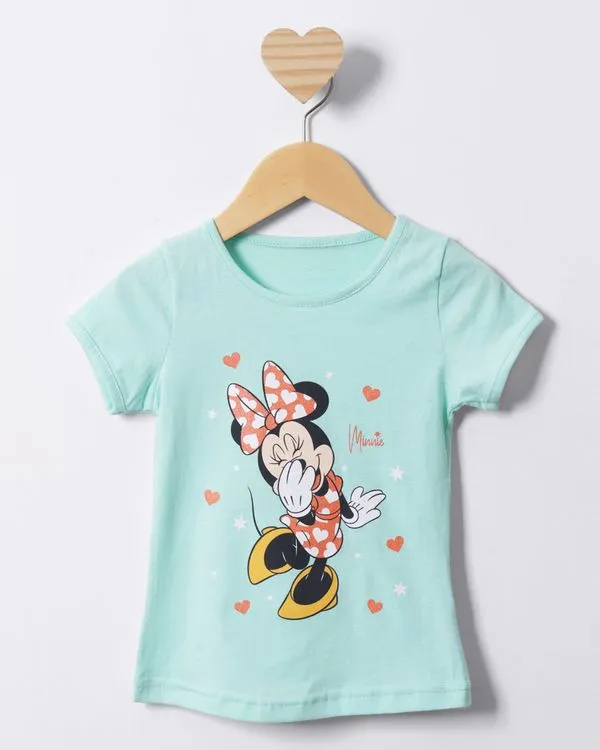 Camiseta Bebê Manga Curta Disney Minnie Verde 3