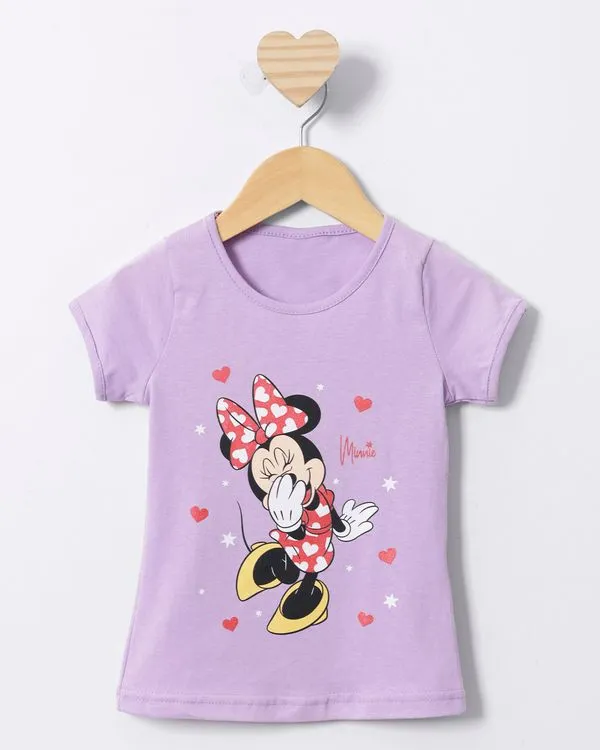Camiseta Bebê Manga Curta Disney Minnie Lilás 2