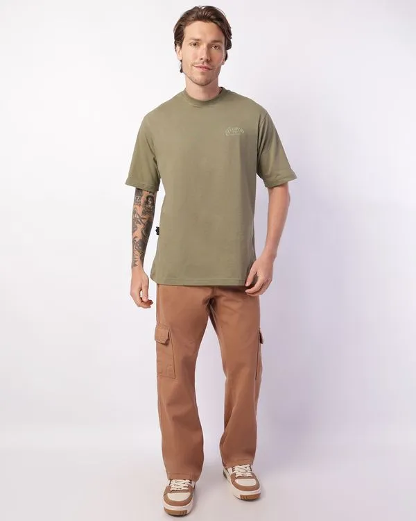 Calça Sarja Masculina Bolso Cargo Marrom 40